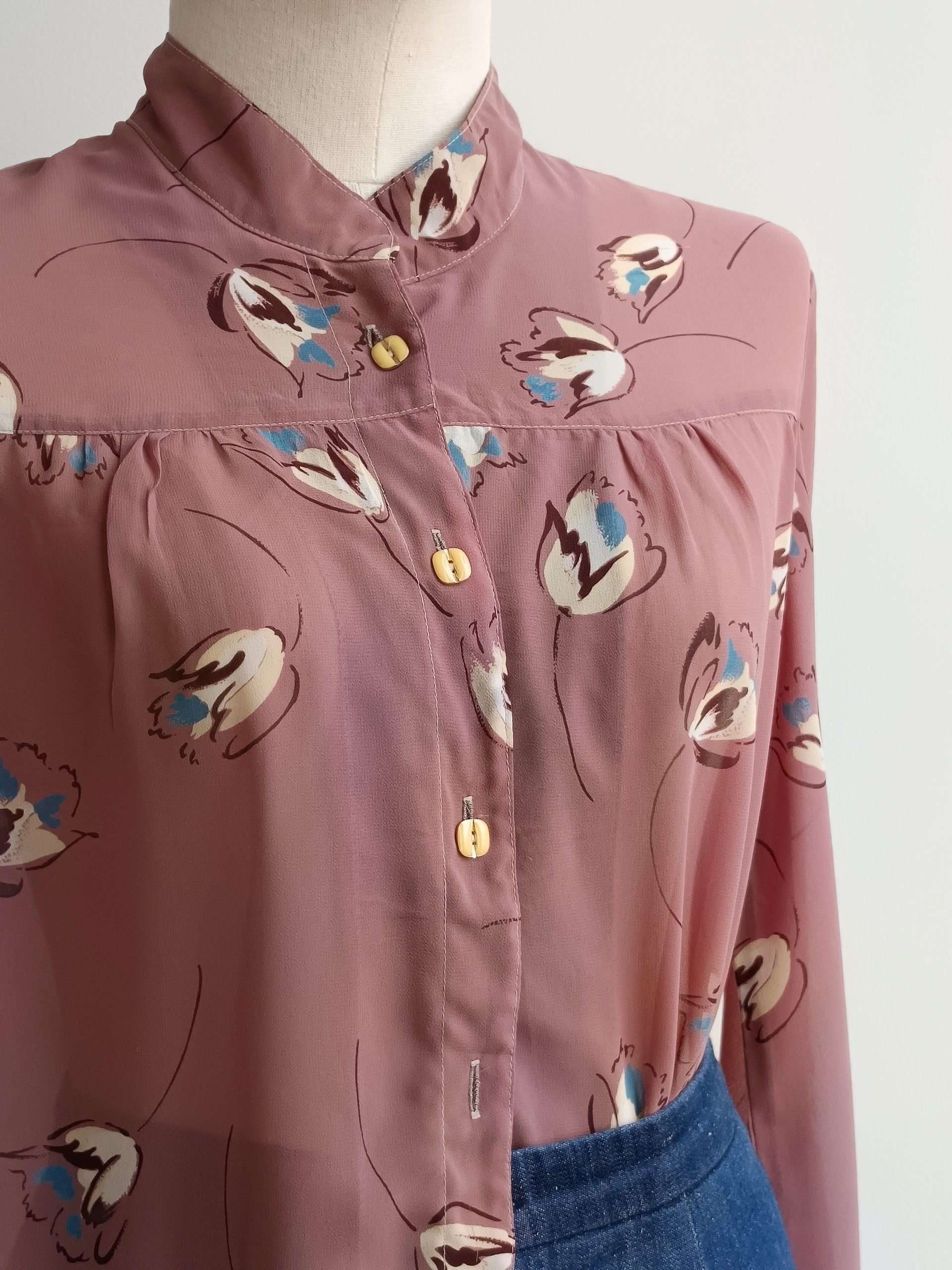 Camisa VINTAGE rosa vino tulipán TALLA 40-42
