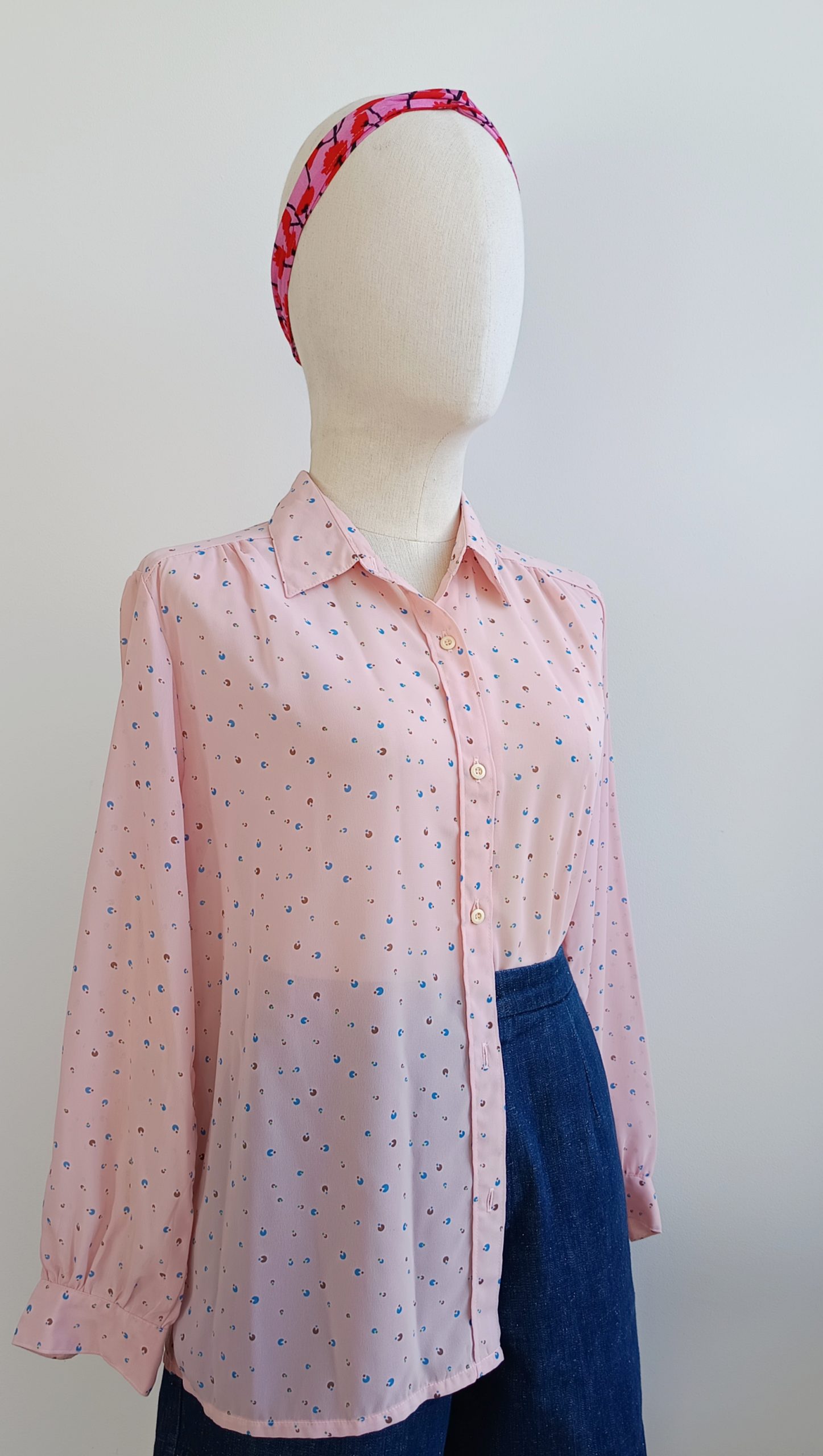 Camisa VINTAGE rosa pastel TALLA 40-42 - Imagen 2