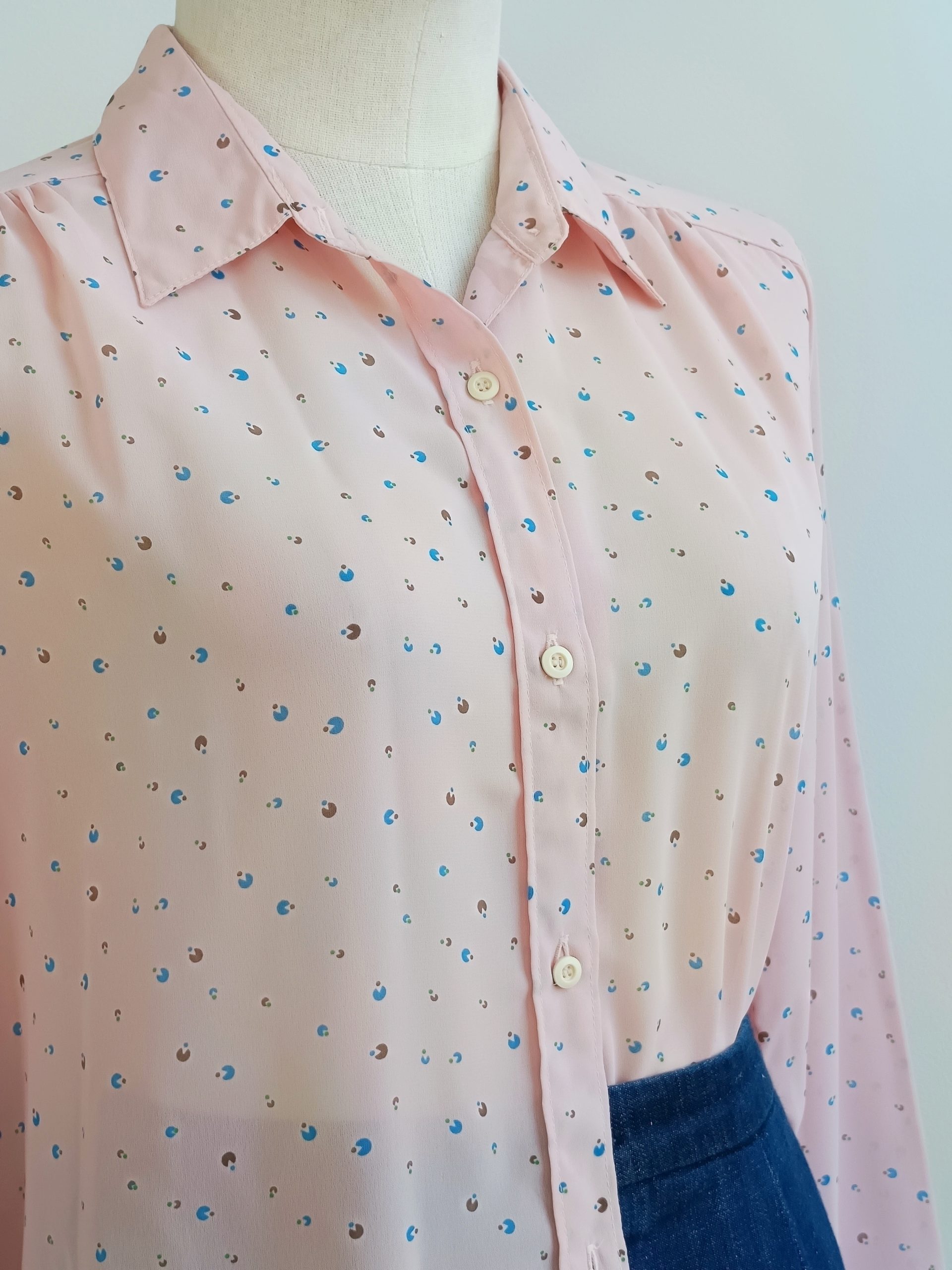 Camisa VINTAGE rosa pastel TALLA 40-42