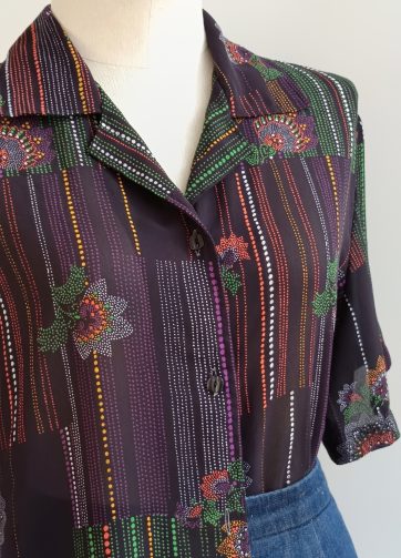 Camisa VINTAGE flor puntillismo TALLA 42
