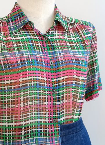 Camisa VINTAGE cuadros fluor TALLA 36-38