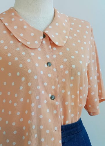 Camisa VINTAGE melocotón lunares TALLA 36-38