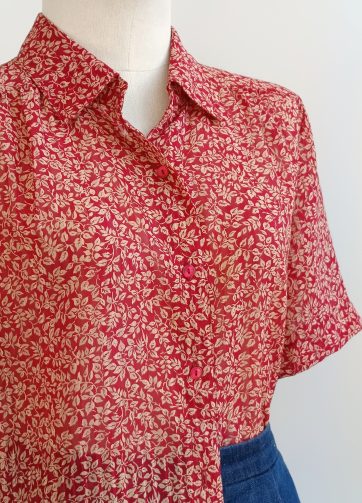 Camisa VINTAGE granate hojitas TALLA 36-38