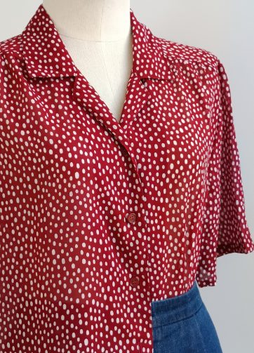 Camisa VINTAGE granate motas TALLA 42-44