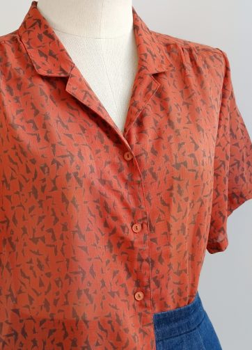 Camisa VINTAGE ocre formas TALLA 38-42