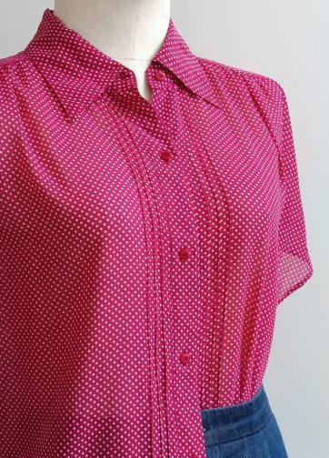 Camisa VINTAGE frambuesa lunarcitos TALLA 36-38