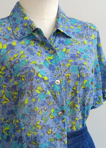 Camisa VINTAGE hojas fluor TALLA 36-38