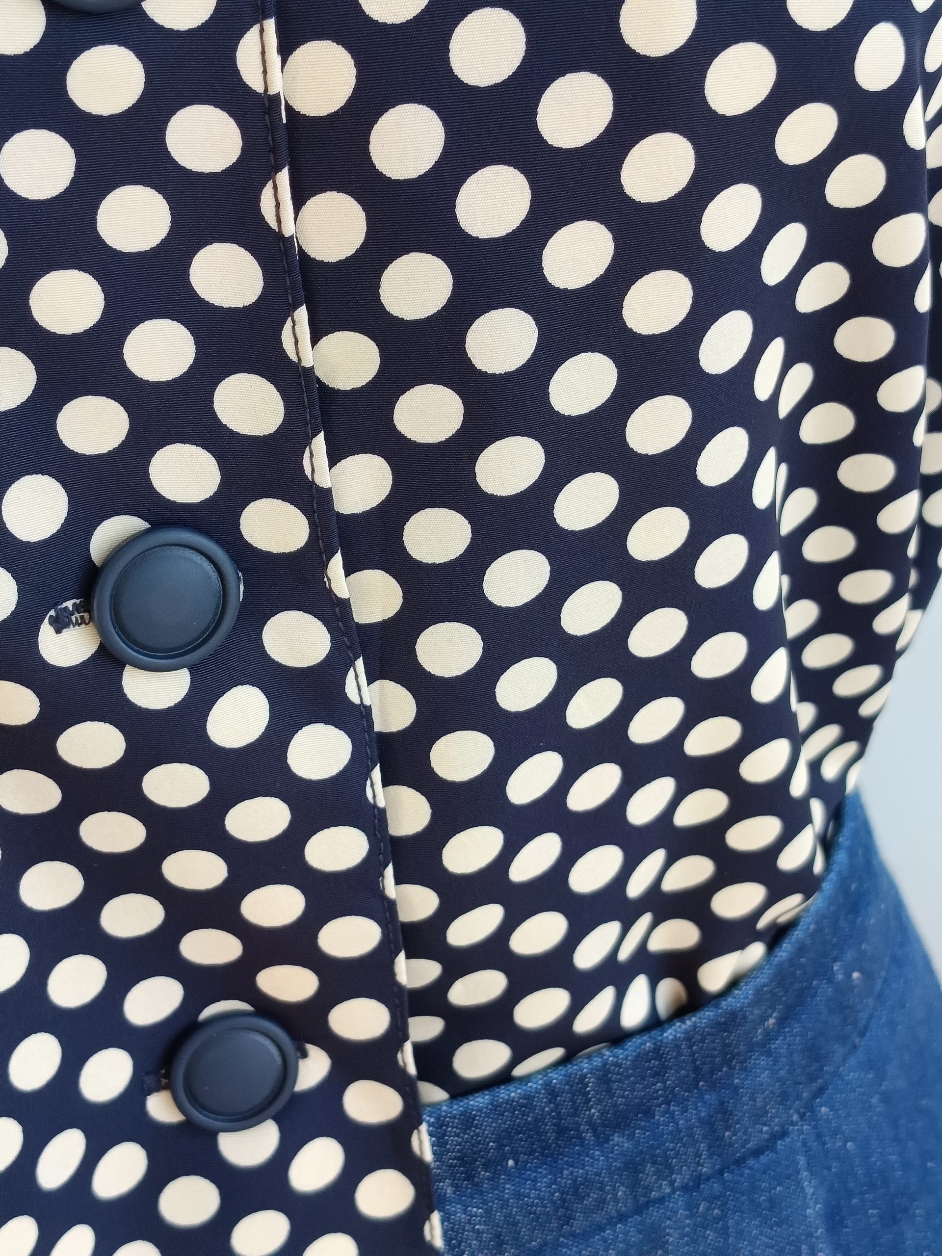 Camisa VINTAGE azul marino lunares TALLA 36-38 - Imagen 3
