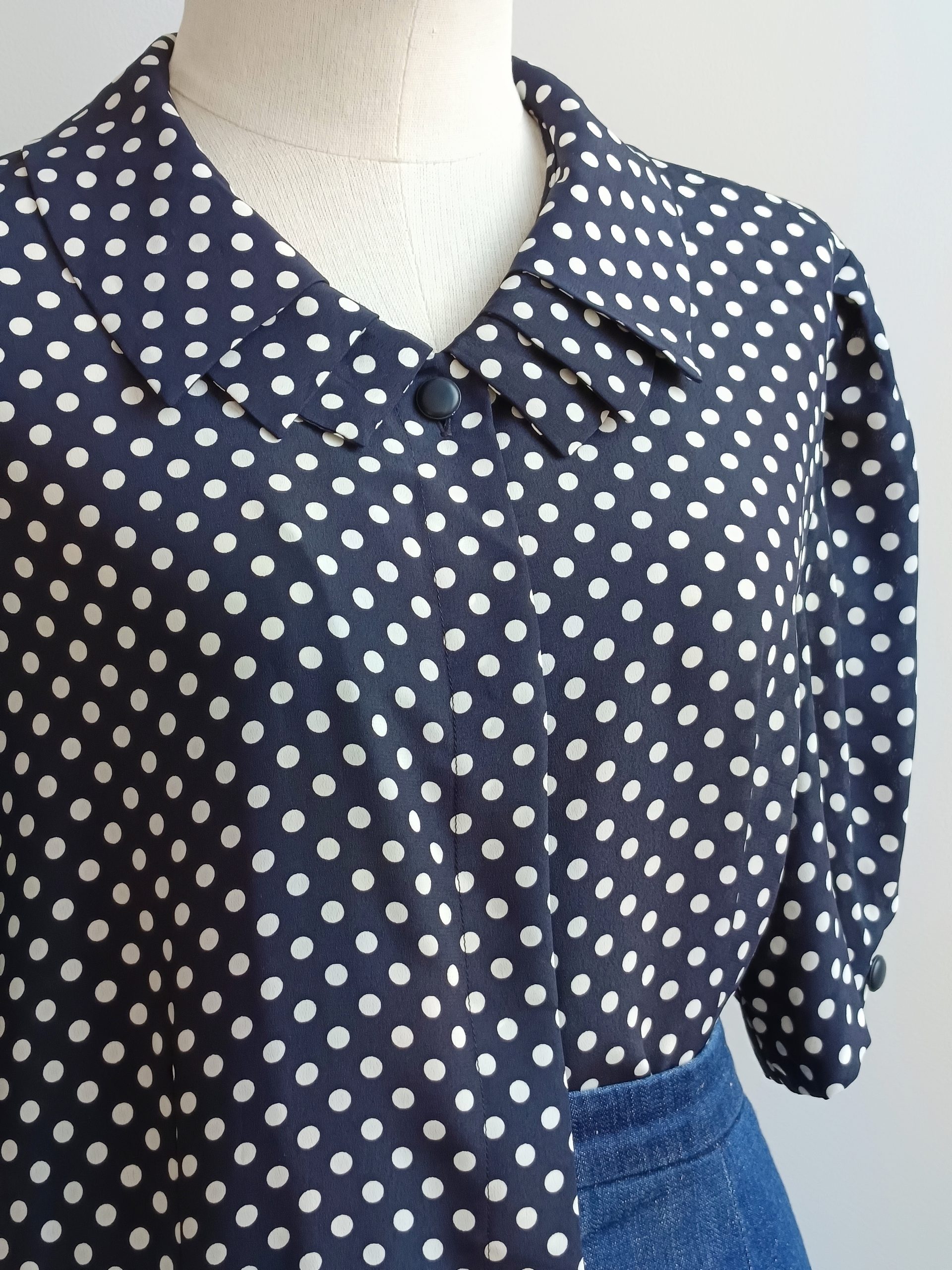 Camisa VINTAGE azul lunares TALLA 38-40