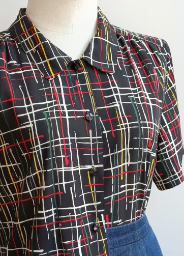 Camisa VINTAGE negra rayas colores TALLA 36-38
