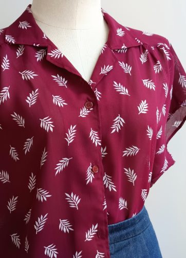 Camisa VINTAGE granate hoja TALLA 36-38