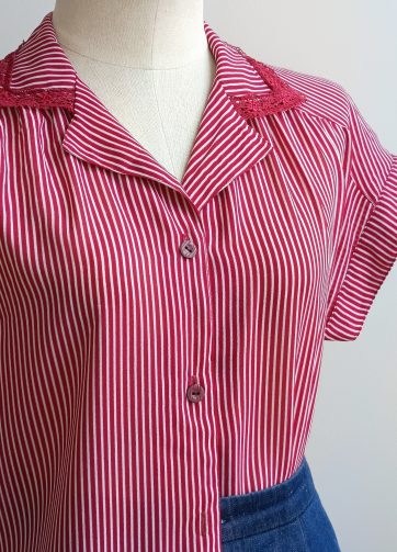 Camisa VINTAGE rayitas y ganchillo TALLA 38