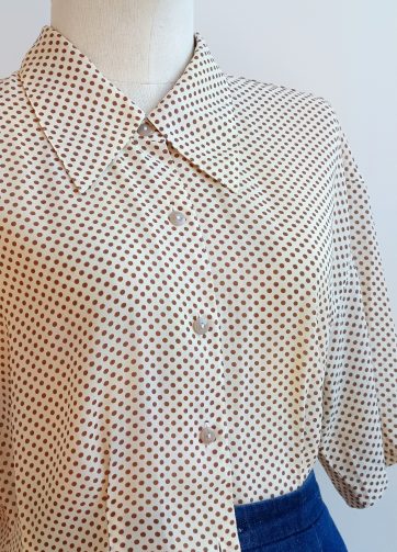 Camisa VINTAGE beige lunarcitos TALLA 38