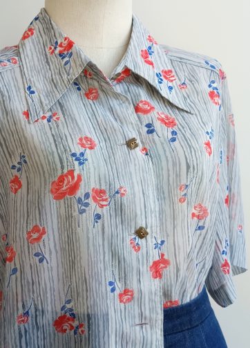 Camisa VINTAGE rosa roja TALLA 42-44