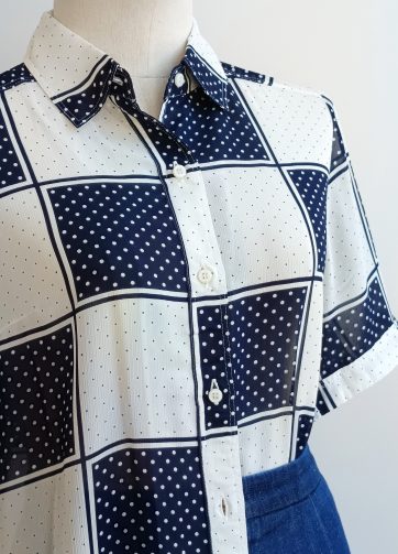 Camisa VINTAGE cuadros y lunarcitosTALLA 36-38