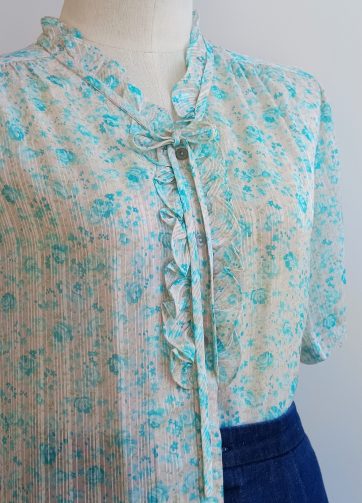 Camisa VINTAGE flores turquesas TALLA 34