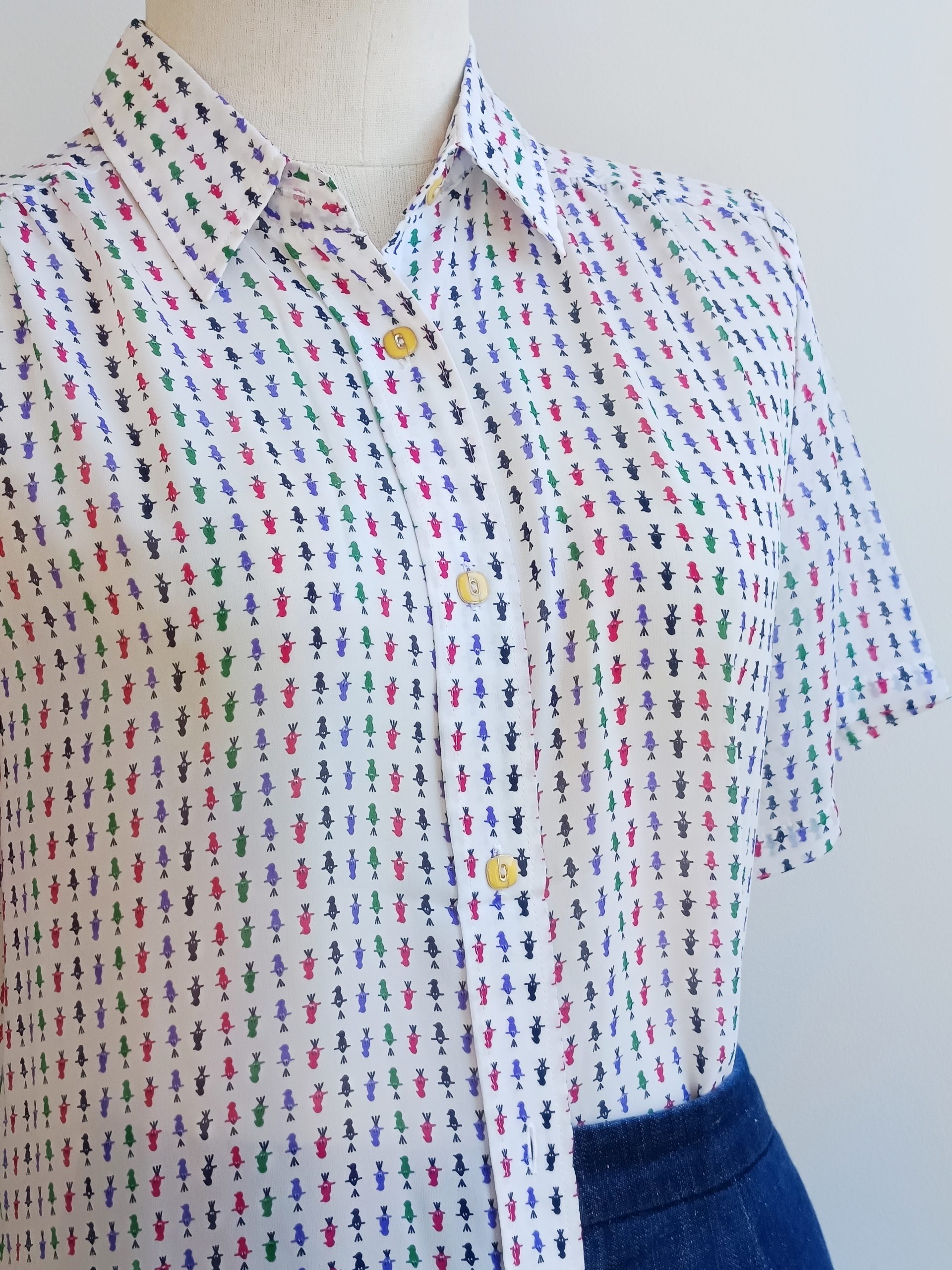 Camisa VINTAGE pajaritos TALLA 36-38