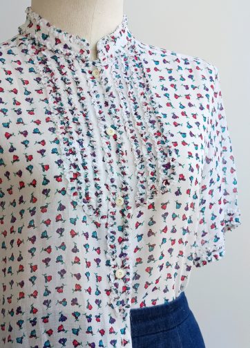 Camisa VINTAGE flores fruncido TALLA 34