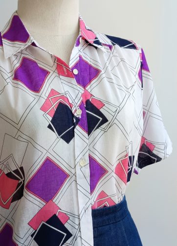 Camisa VINTAGE cuadros morados y rosas TALLA 36