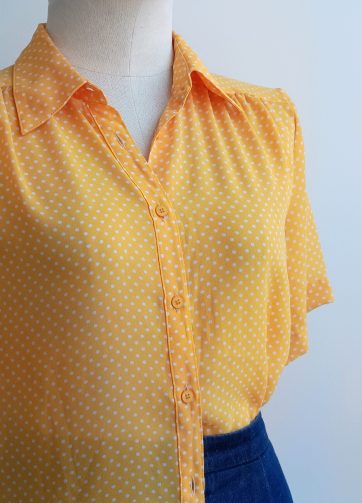 Camisa VINTAGE amarilla lunares TALLA 36
