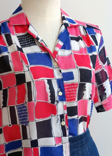 Camisa VINTAGE cuadrados y letras TALLA 36
