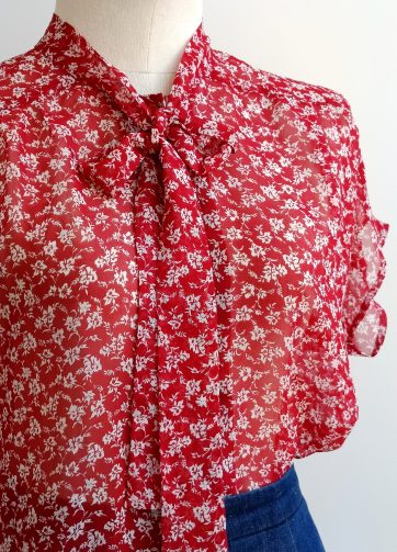 Camisa VINTAGE granate flores blancas TALLA 38