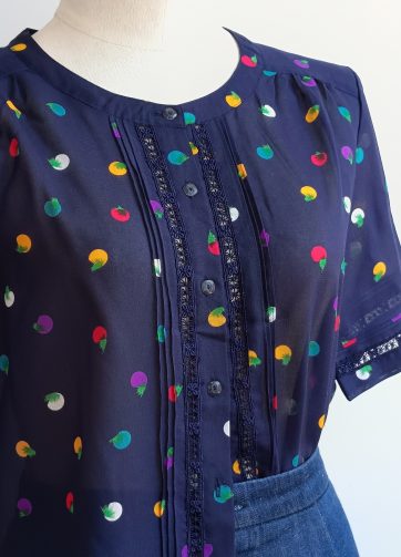 Camisa VINTAGE azul frutas colores TALLA 36