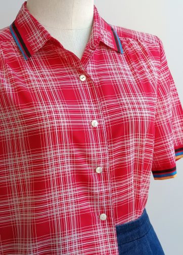 Camisa VINTAGE fucsia cuadros TALLA 36