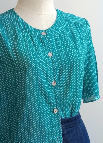 Camisa VINTAGE turquesa lunarcitos TALLA 38-40