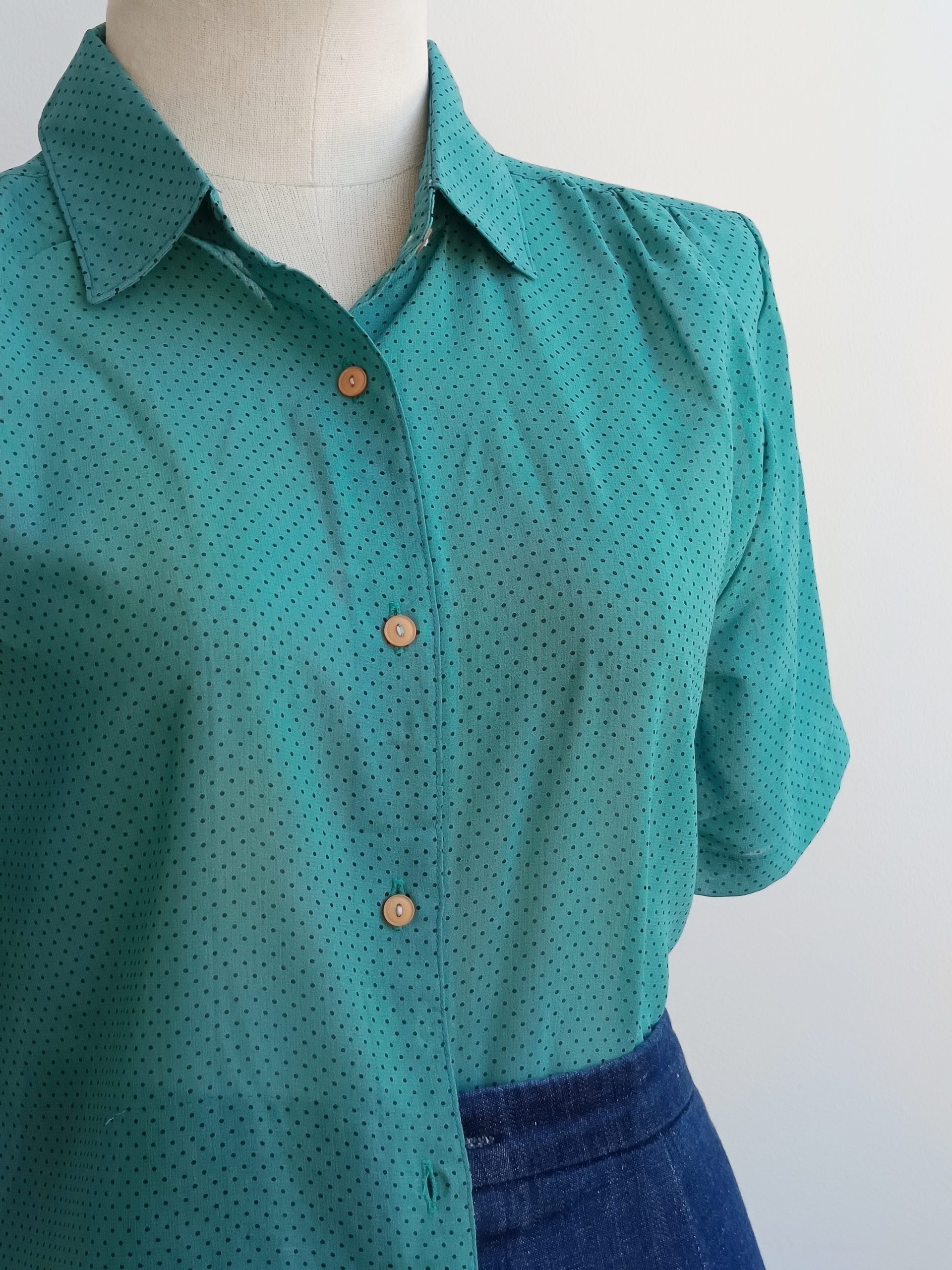 Camisa VINTAGE turquesa lunarcitos TALLA 34