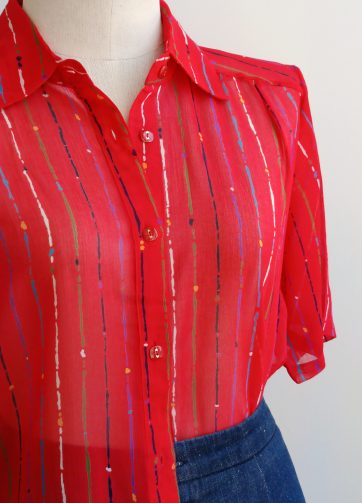Camisa VINTAGE roja lineas colores TALLA 36