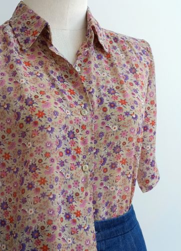 Camisa VINTAGE flor morada TALLA 34