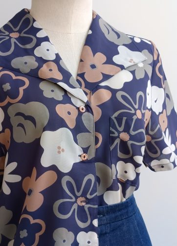 Camisa VINTAGE azul flor grande TALLA 36