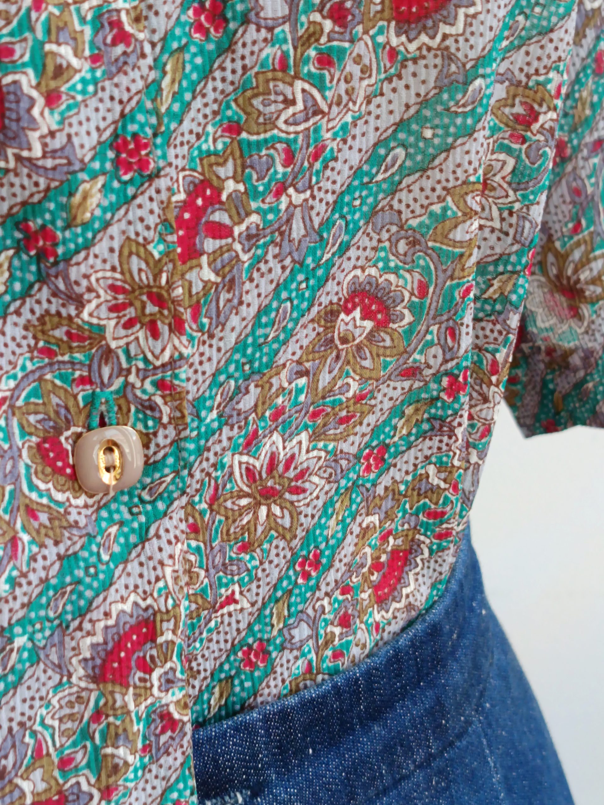 Camisa VINTAGE cenefa flores TALLA 36 - Imagen 4