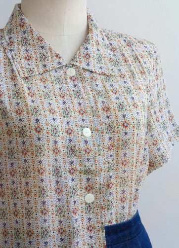 Camisa VINTAGE blanca mosaico TALLA 36