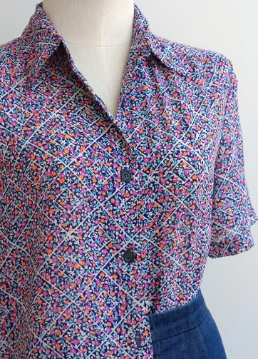 Camisa VINTAGE florecita fluor naranja TALLA 34