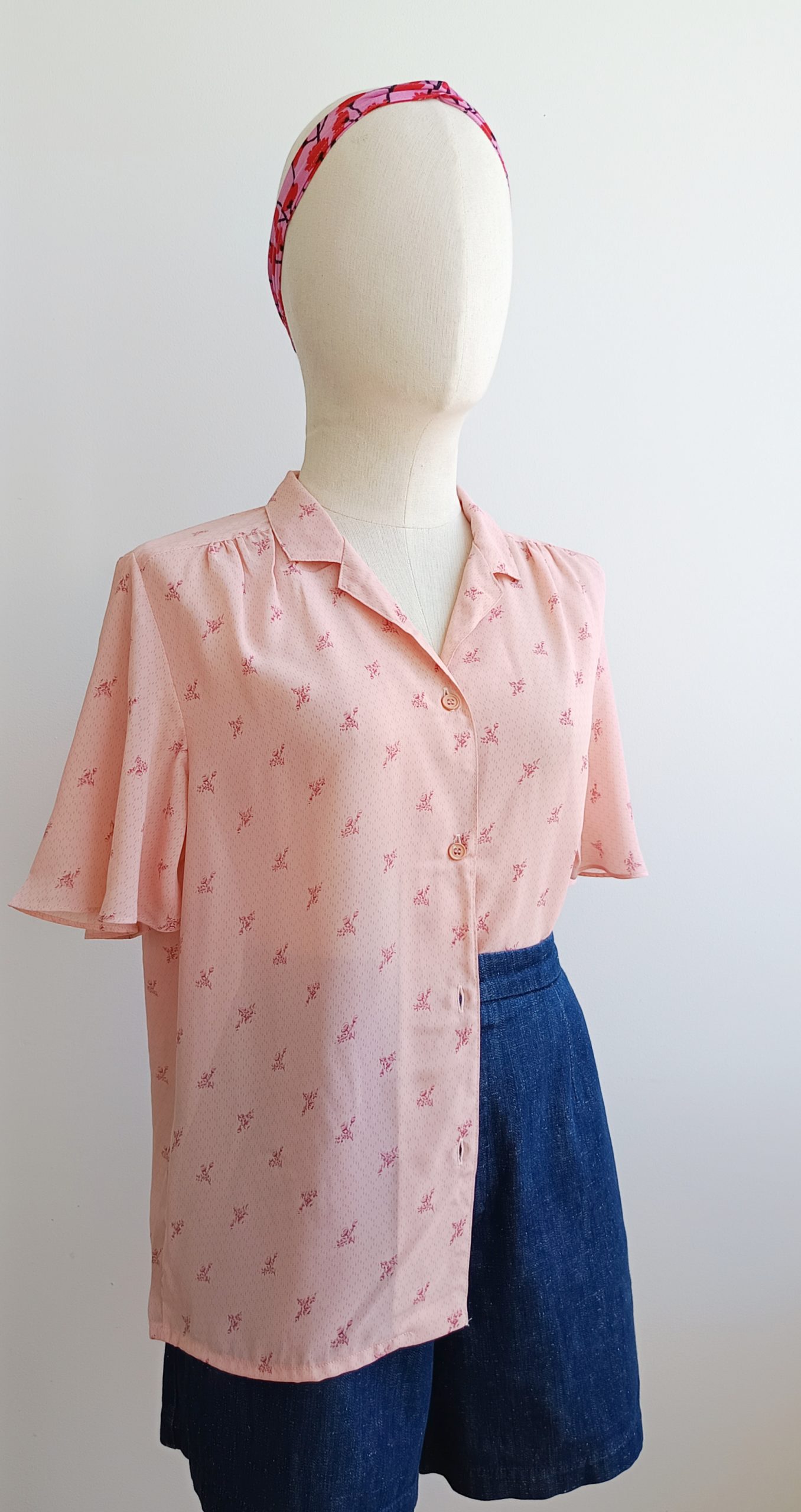 Camisa VINTAGE rosa ramito TALLA 36 - Imagen 2