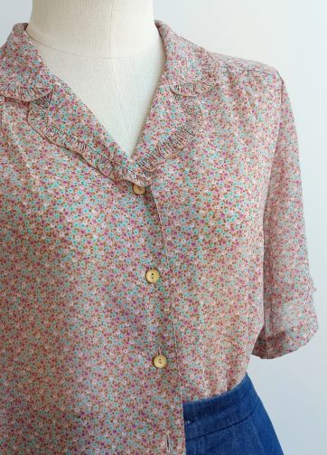 Camisa VINTAGE florecitas celestes TALLA 40-44