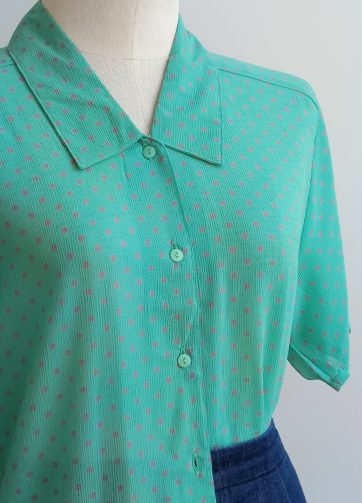 Camisa VINTAGE cian lunares TALLA 34