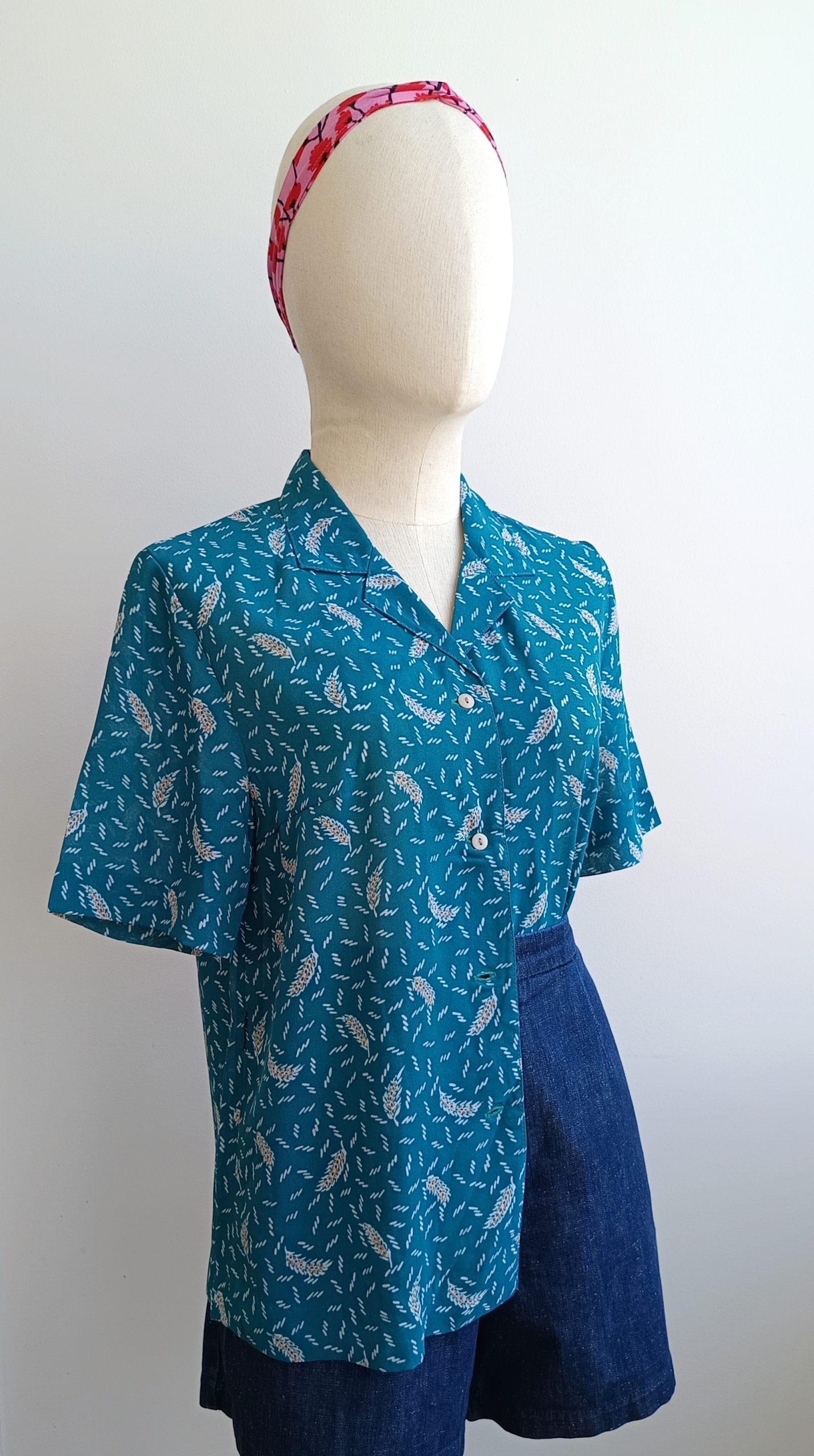 Camisa VINTAGE turquesa trigo TALLA 34 - Imagen 2