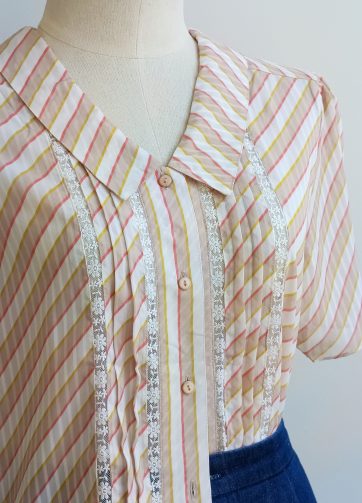 Camisa VINTAGE rayas y encaje TALLA 36-38