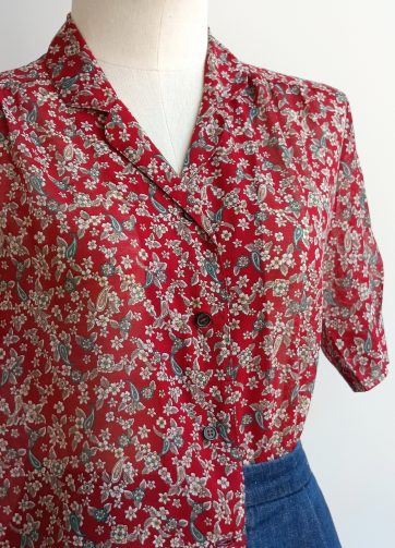 Camisa VINTAGE granate motivos TALLA 38-40