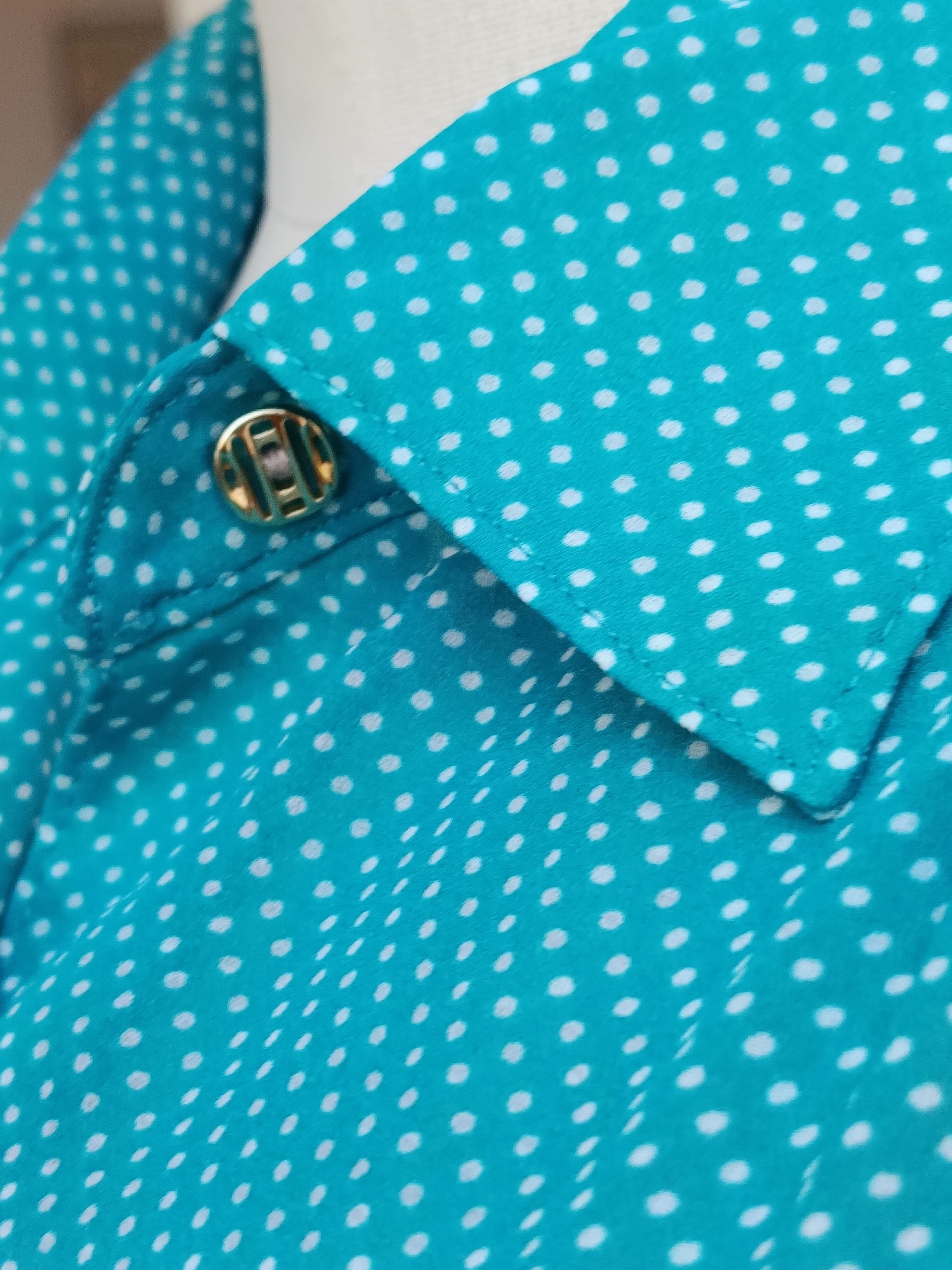 Camisa VINTAGE turquesa lunarcitos TALLA 36-40 - Imagen 3