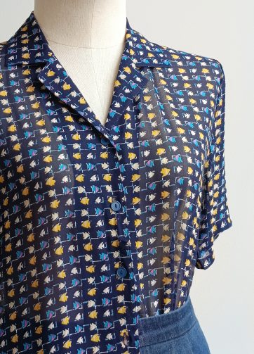 Camisa VINTAGE azul peces TALLA 34