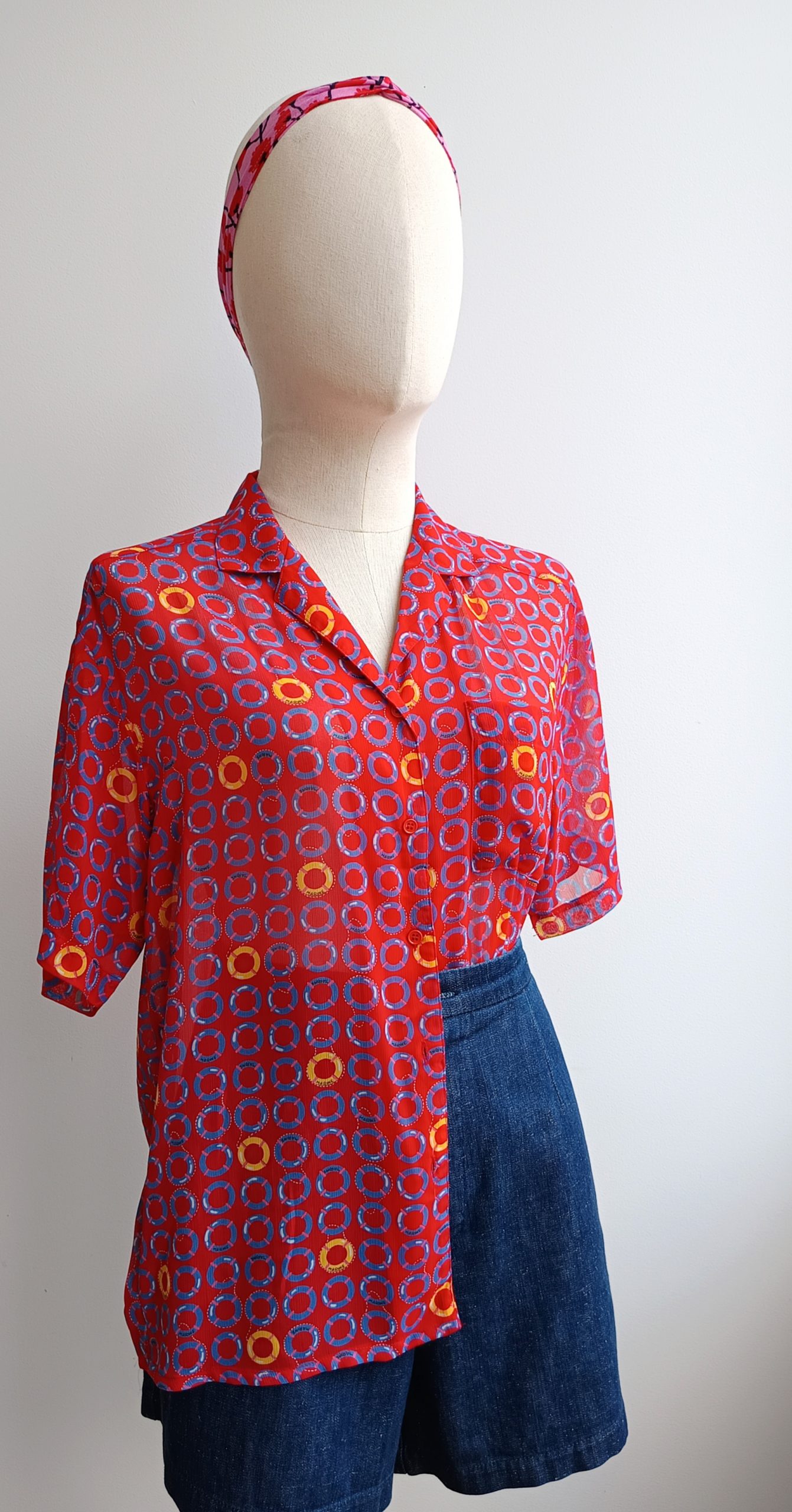Camisa VINTAGE roja marine TALLA 34 - Imagen 2