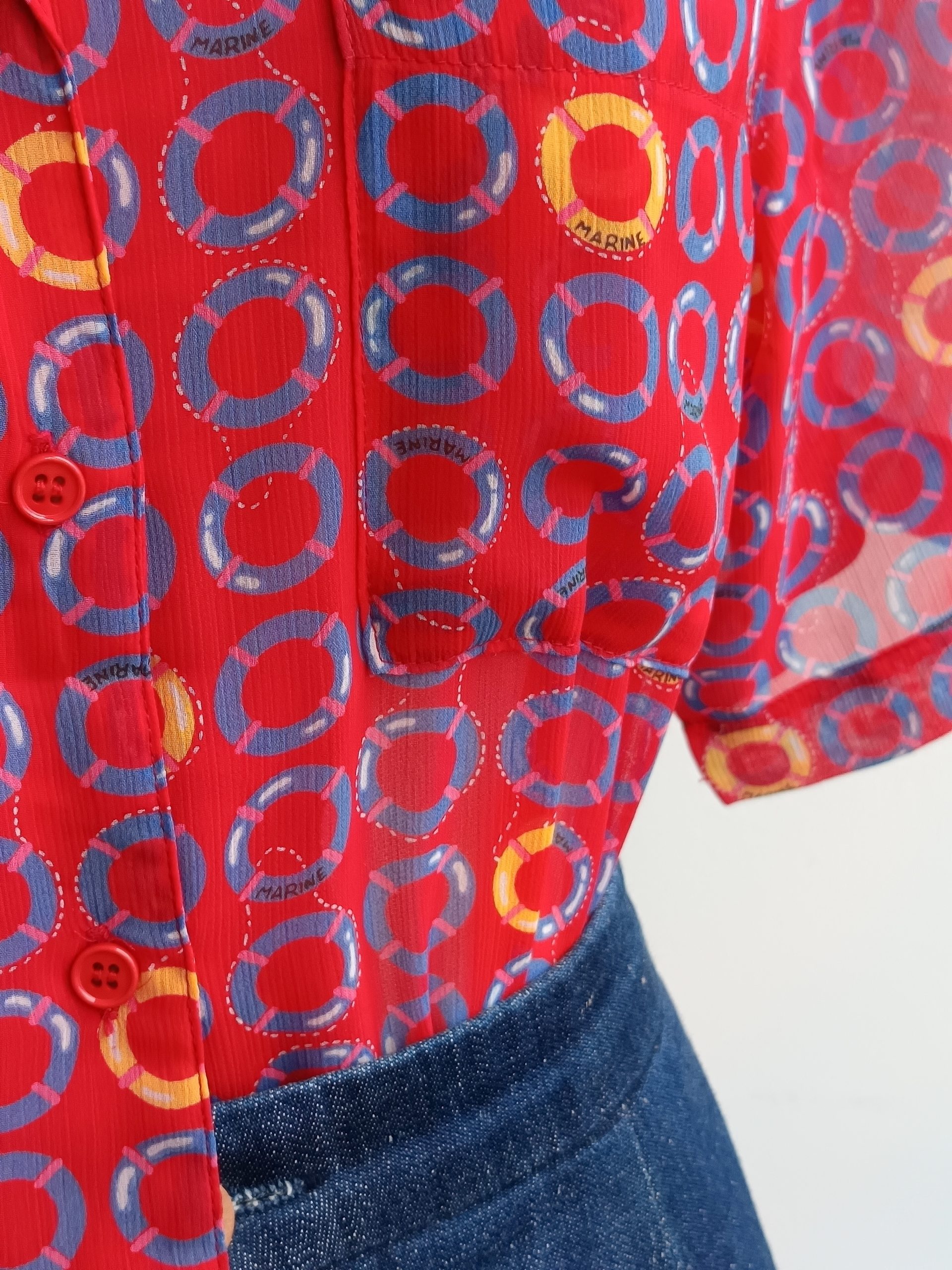 Camisa VINTAGE roja marine TALLA 34 - Imagen 4