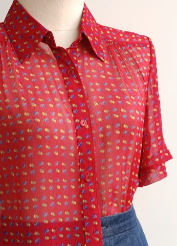Camisa VINTAGE roja granate cerezas TALLA 36