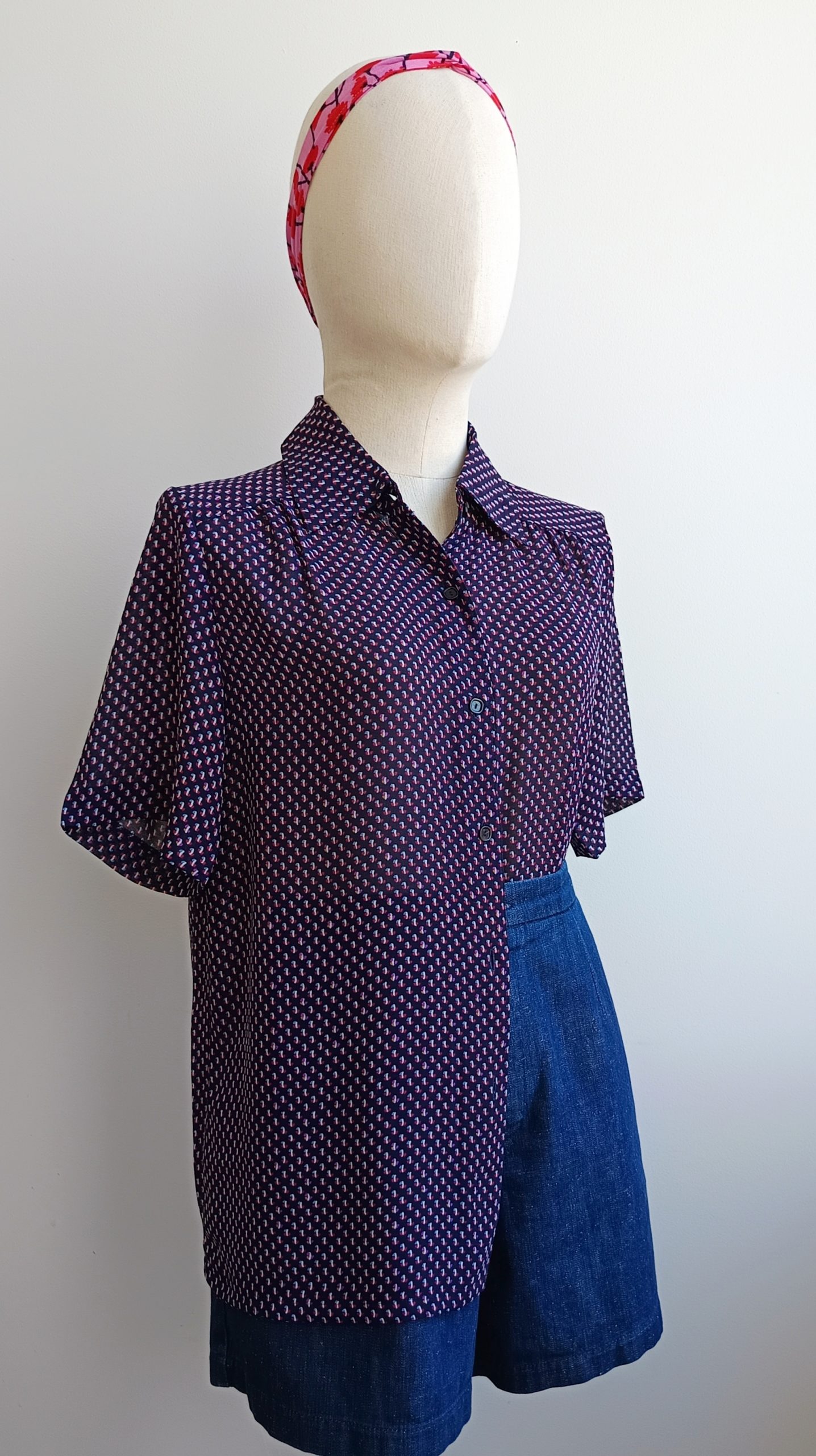 Camisa VINTAGE azul motivo colores TALLA 40-42 - Imagen 2