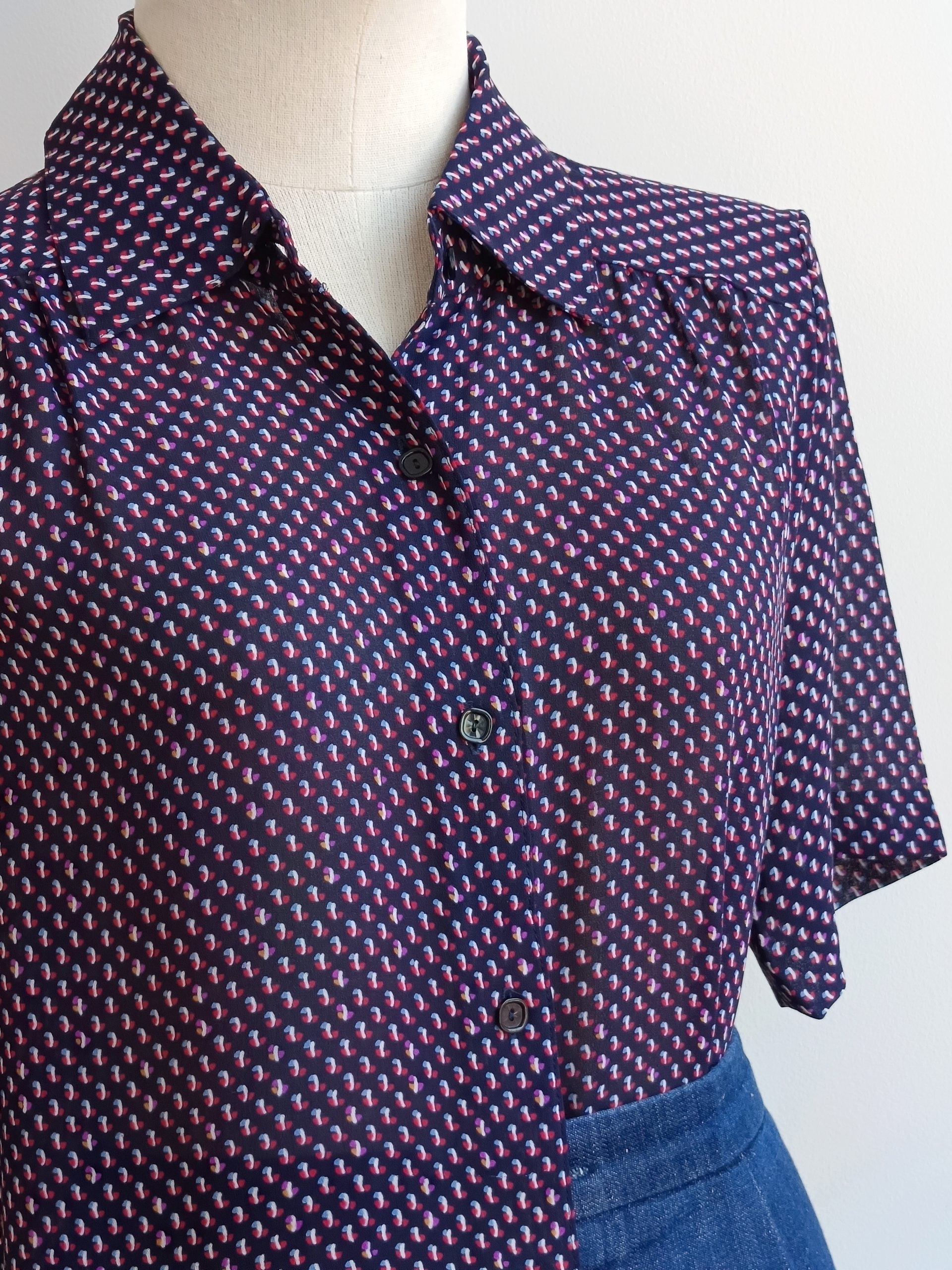Camisa VINTAGE azul motivo colores TALLA 40-42