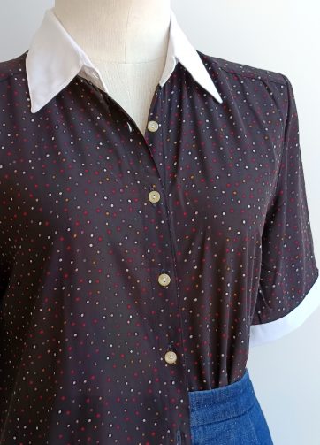 Camisa VINTAGE lunarcitos colores cuello blanco TALLA 34